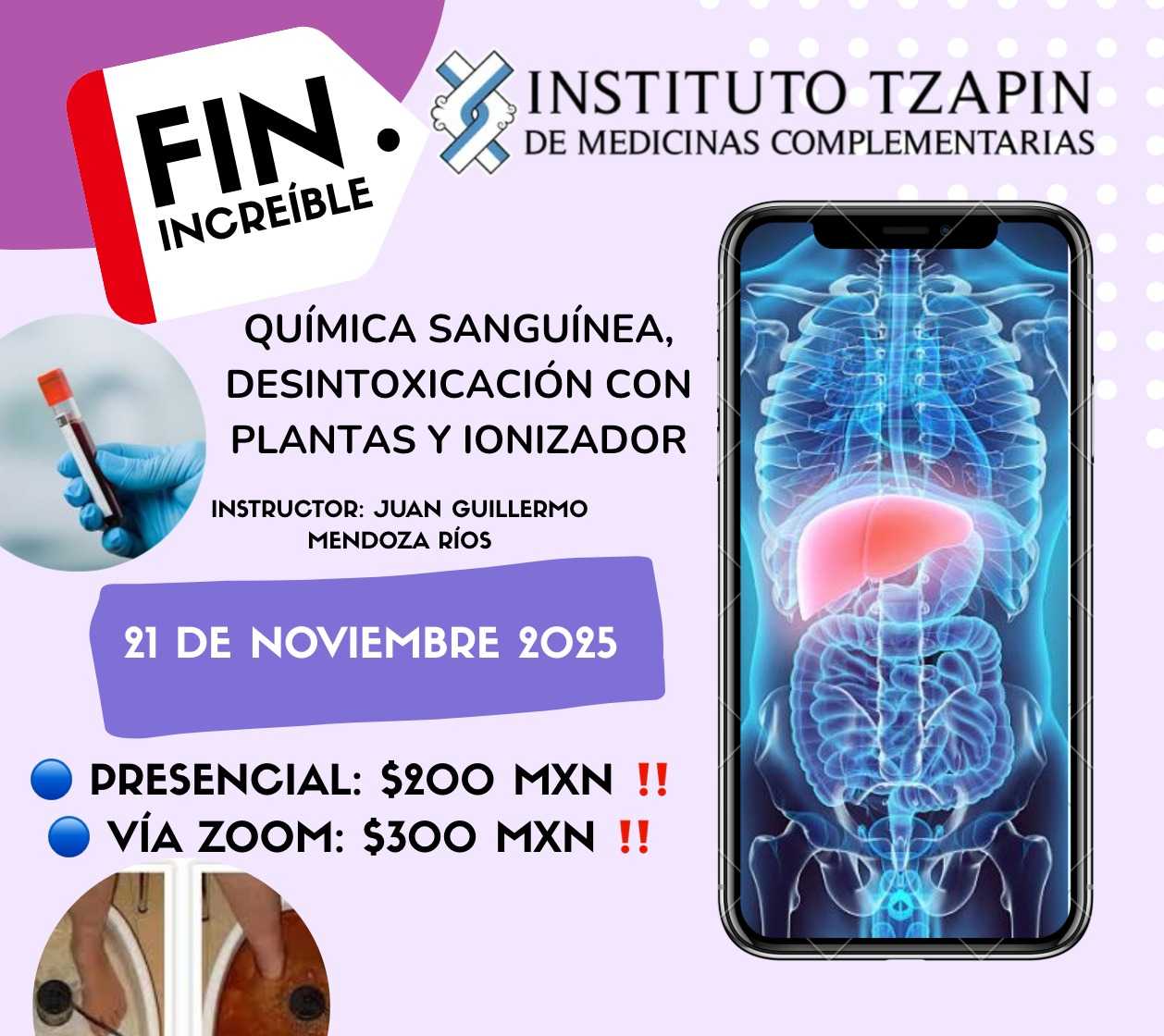banner para QUÍMICA SANGUÍNEA, DESINTOXICACIÓN CON PLANTAS  y IONIZADOR