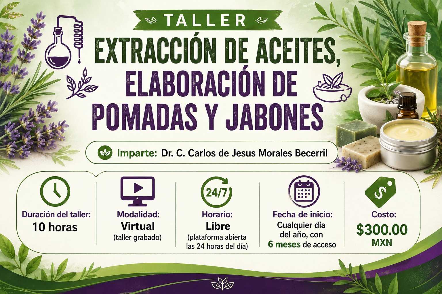 banner para  EXTRACCIÓN DE ACEITES, ELABORACIÓN DE POMADAS Y JABONES